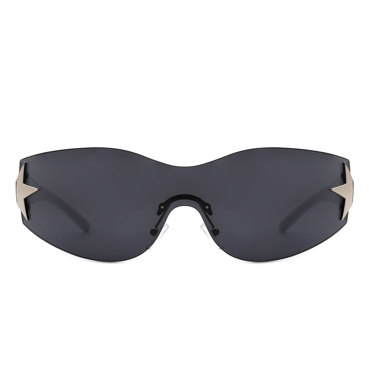 Myrith - Women Rectangle Rimless Wraparound Fashion Oversize Sunglasses