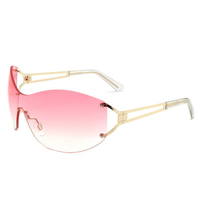 Evandora - Women Rimless Oversize Sleek Oval Fashion Sunglasses