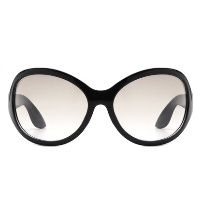 Aurora - Oversize Fashion Curved Large Women Round Sunglasses