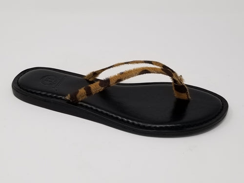 Azure Ophion Carmel footwear featuring cheetah print calf hair with stylish, textured animal print design.