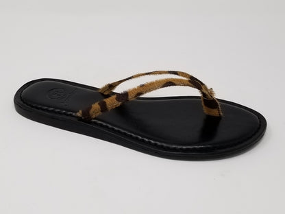 Azure Ophion Carmel footwear featuring cheetah print calf hair with stylish, textured animal print design.