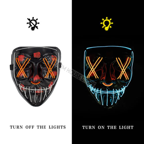 White Eucalyptus Halloween LED pet mask with spooky light-up design for pets, perfect for Halloween costumes and festivities.