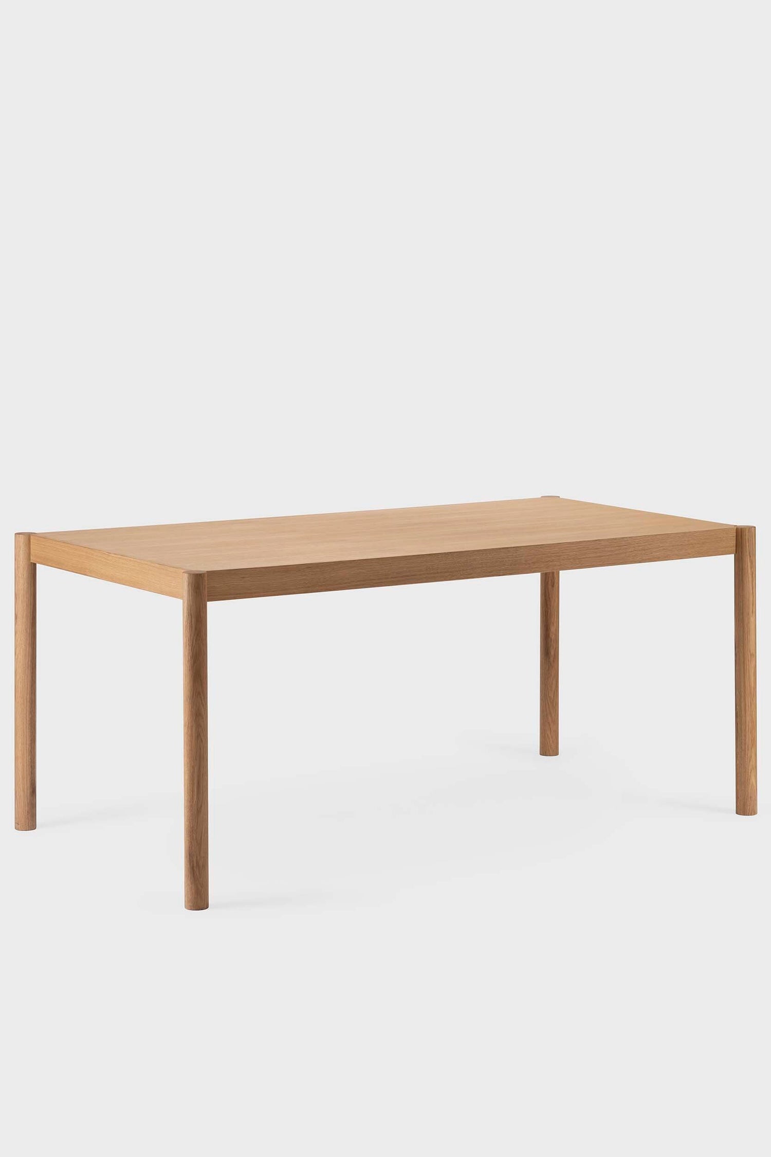 Aquamarine Poppy Citizen dining table made of sturdy furniture with a natural wood finish and sleek design.