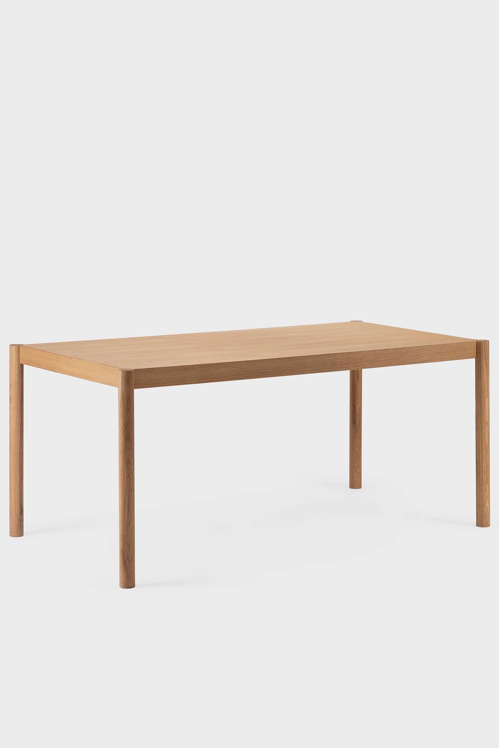 Aquamarine Poppy Citizen dining table made of sturdy furniture with a natural wood finish and sleek design.