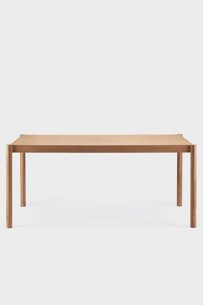 Natural wood Citizen dining table by Aquamarine Poppy, showcasing a modern furniture design with a smooth tabletop and sturdy legs.