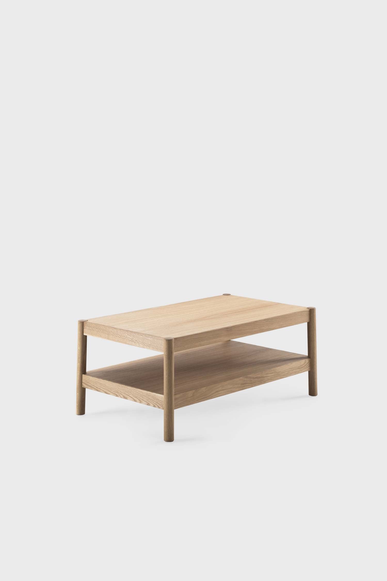 Aquamarine Poppy Citizen side table made of furniture with a natural wood finish, featuring a sleek and modern design.