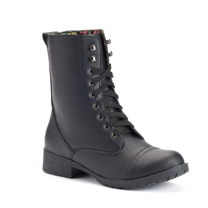Azure Ophion COMBAT footwear showing rugged combat boots with sturdy leather and metal details.