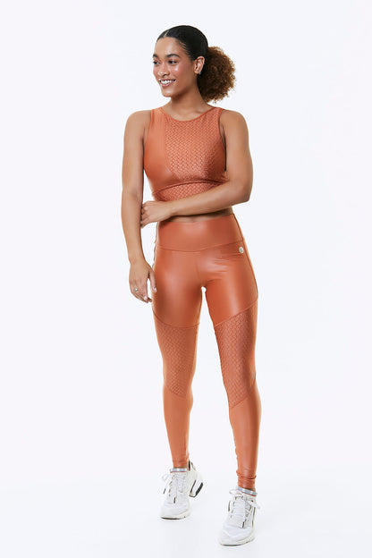 Orange blossom Red Medusa cropped sports bra for activewear, featuring a fitted design with supportive straps and vibrant color.