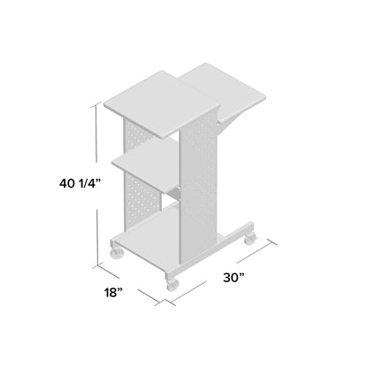 Dark Grey Metal Multifunction Mobile Stand-Up Computer Desk Workstation