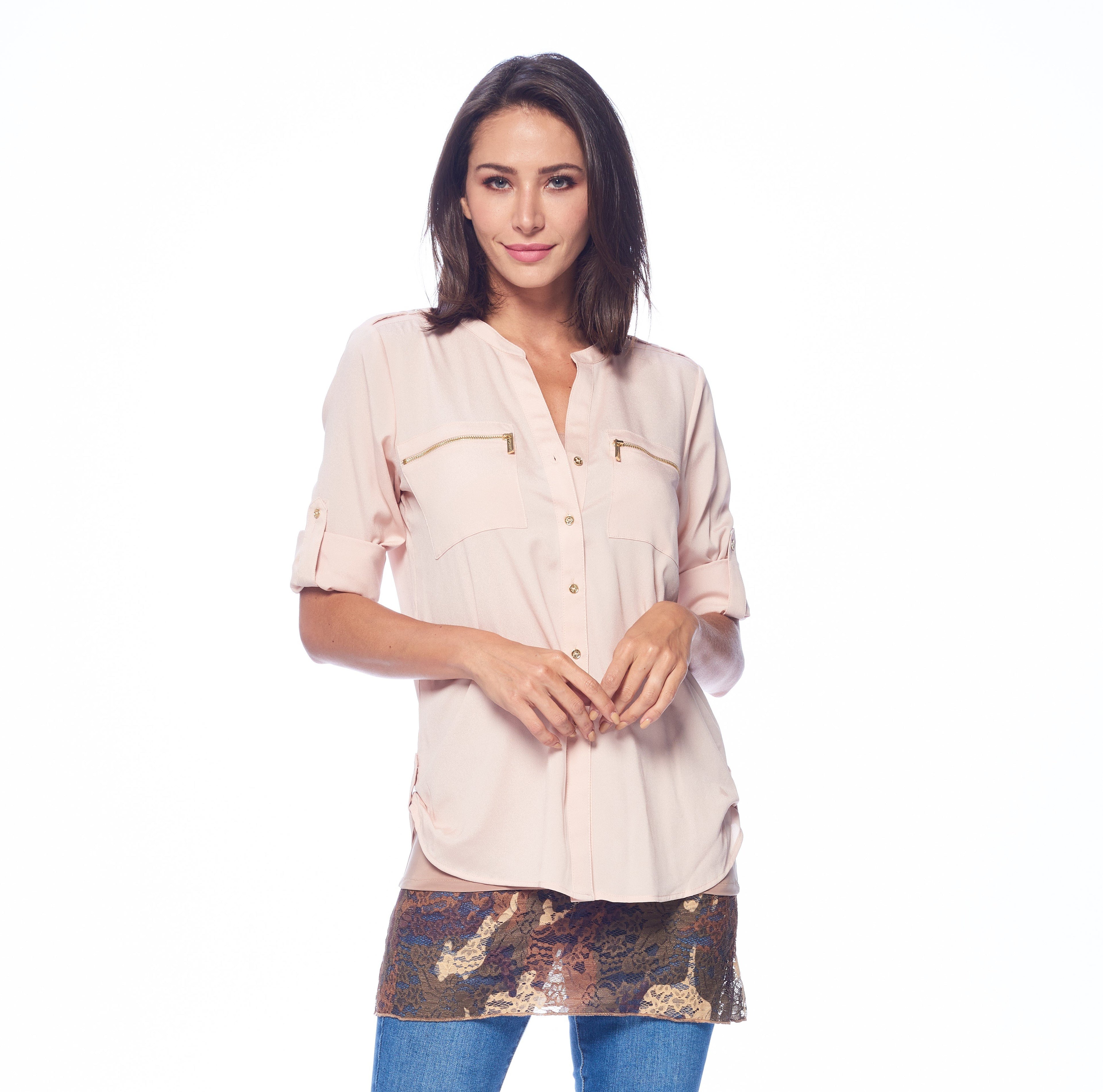 Camo print Melanter CamiLong cropped camisole top with front layer detail, casual style, made for trendy tops and blouses.