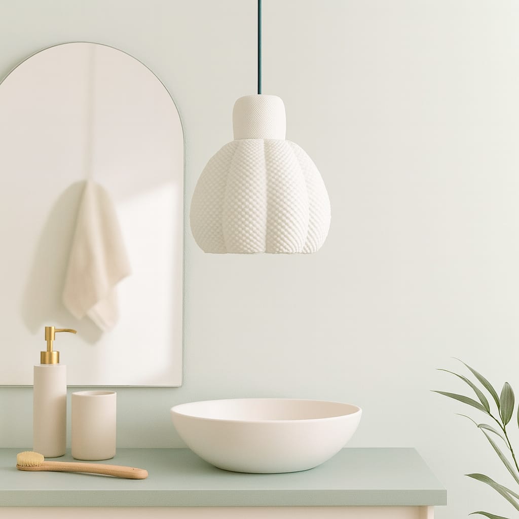 Azure Pontus Celeste Light Pendant Lamp hanging with a sleek modern design and soft ambient lighting.