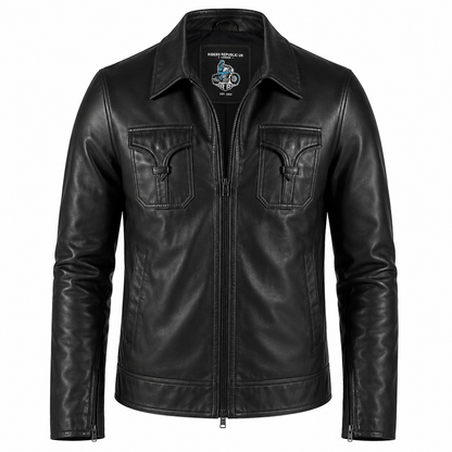 Men’s Drifter Black Leather Fashion Jacket