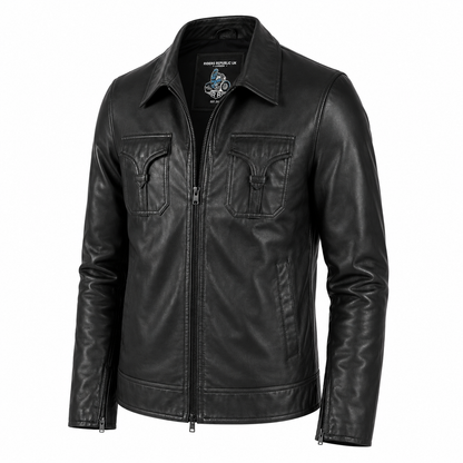 Men’s Drifter Black Leather Fashion Jacket