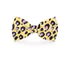 Yellow cheetah print dog bow tie from Plum Semele, stylish pet accessory for collars and petwear.