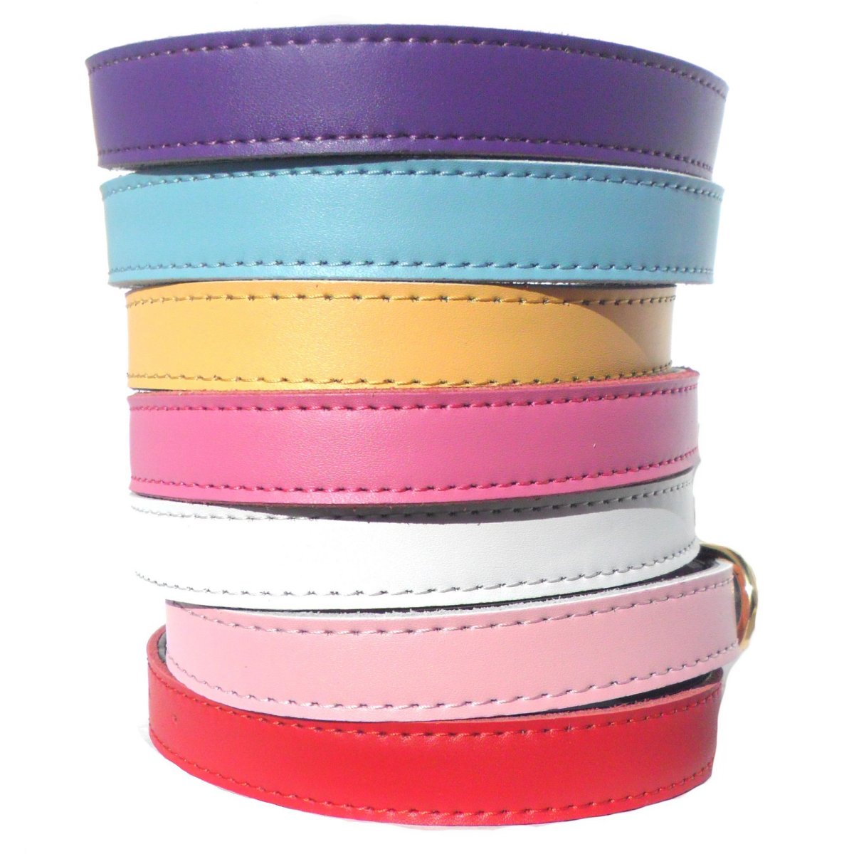 Salmon Oscar plain Chelsea dog collars in four sizes, 8-16 inches, featuring classic design and durable material for pet comfort.