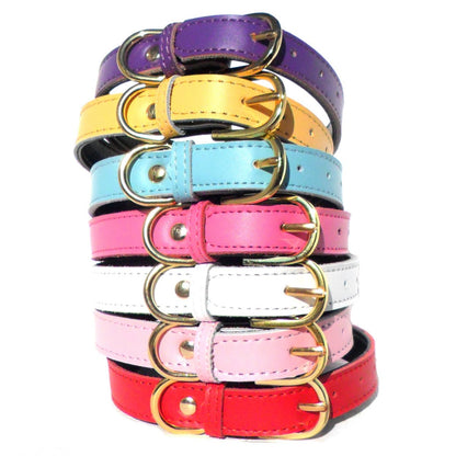 Salmon Oscar plain Chelsea dog collars in four sizes, 8-16 inches, with durable leather and classic design for pets.