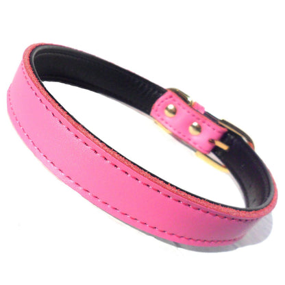 Deep pink Plain Chelsea dog collar by Salmon Oscar in 8-16 inch sizes, made for durable and stylish pet wear.