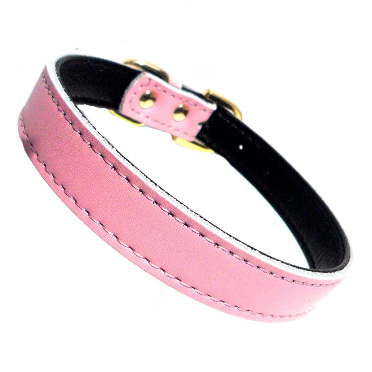 Light pink plain Chelsea dog collar by Salmon Oscar in 8-16 inch sizes, made for comfortable pet wear and everyday use.