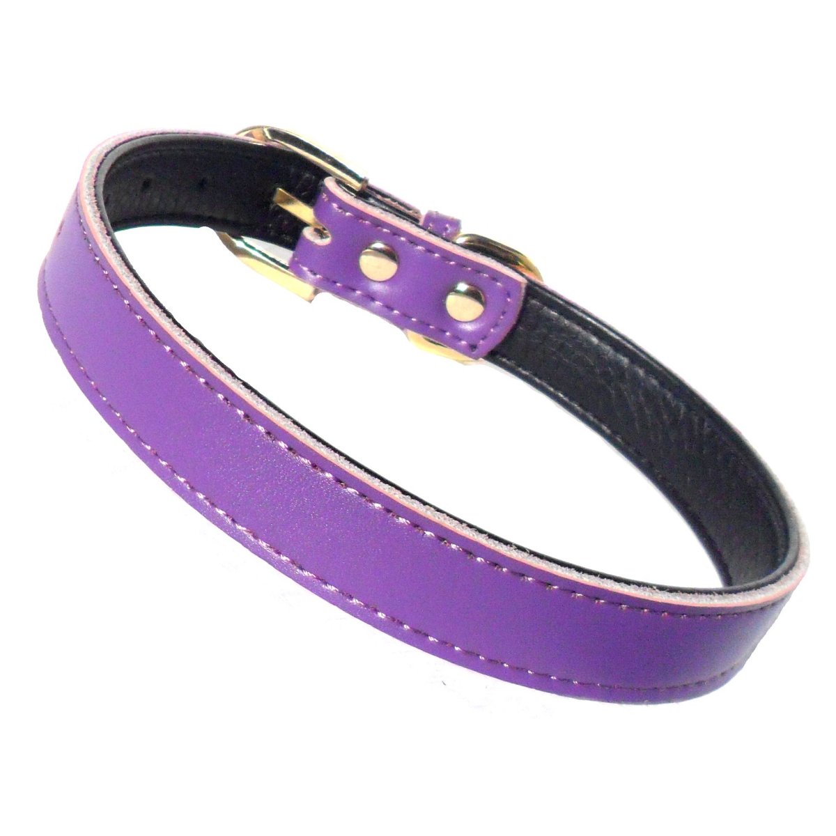 Purple plain Chelsea dog collar by Salmon Oscar in 8-16 inch sizes, made of durable material for comfortable pet wear.