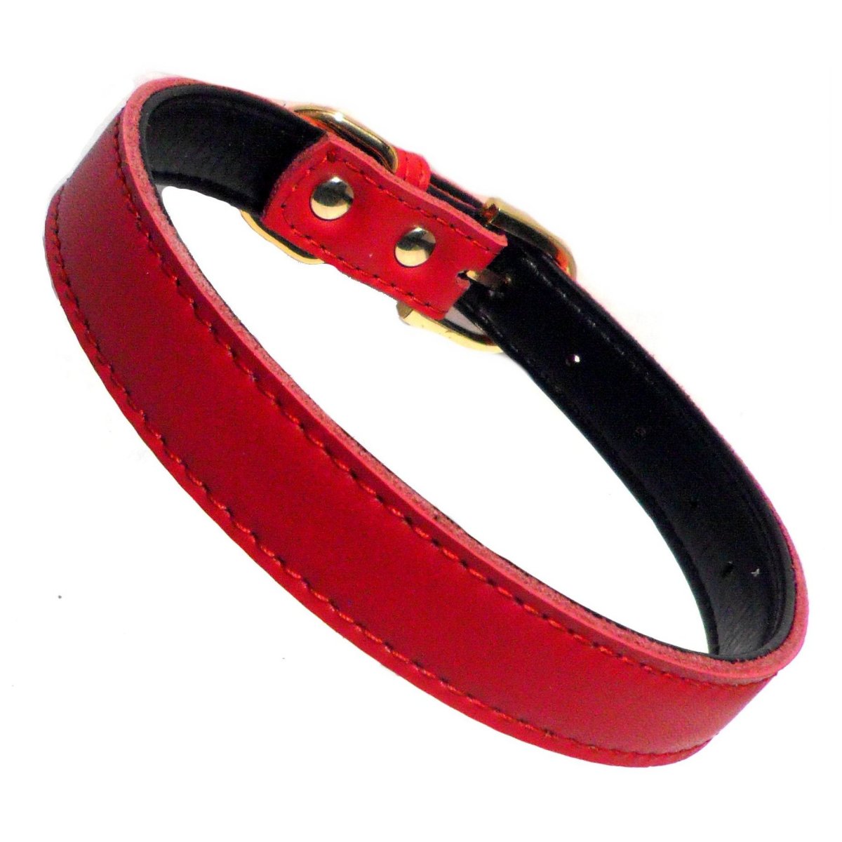 Red Plain Chelsea Dog Collar by Salmon Oscar in 8-16 inch sizes, featuring durable design for small to large dogs.