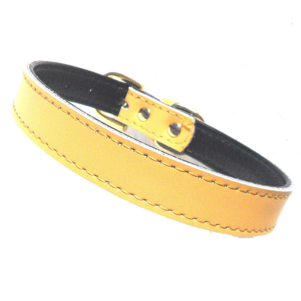 Yellow plain Chelsea dog collar from Salmon Oscar, available in 4 sizes for dogs 8-16 inches neck.