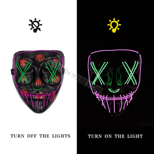 White Eucalyptus Halloween LED pet mask with glowing eyes and spooky design, perfect for festive pet costumes.