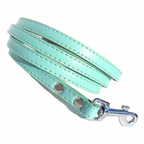 Small light blue Classic Dog Lead by Salmon Oscar, made for pets, showing the sturdy leash with metal clasp and soft handle grip.