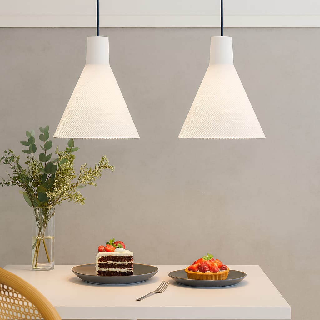 Azure Pontus Conea Light fixture, modern lighting with a sleek cone-shaped design, mounted on a wall for stylish illumination.