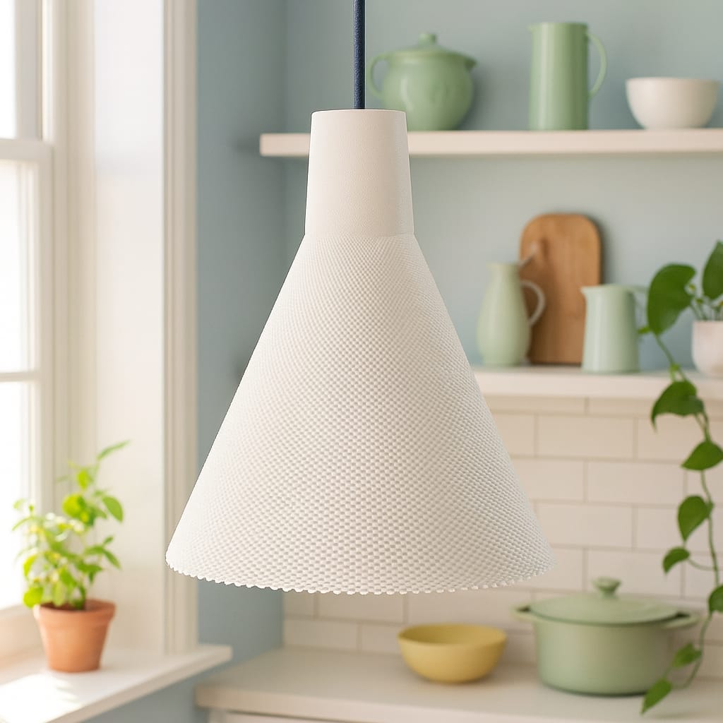 Azure Pontus Conea Light Pendant Lamp hanging with a modern design, featuring a sleek, minimalist lighting fixture.
