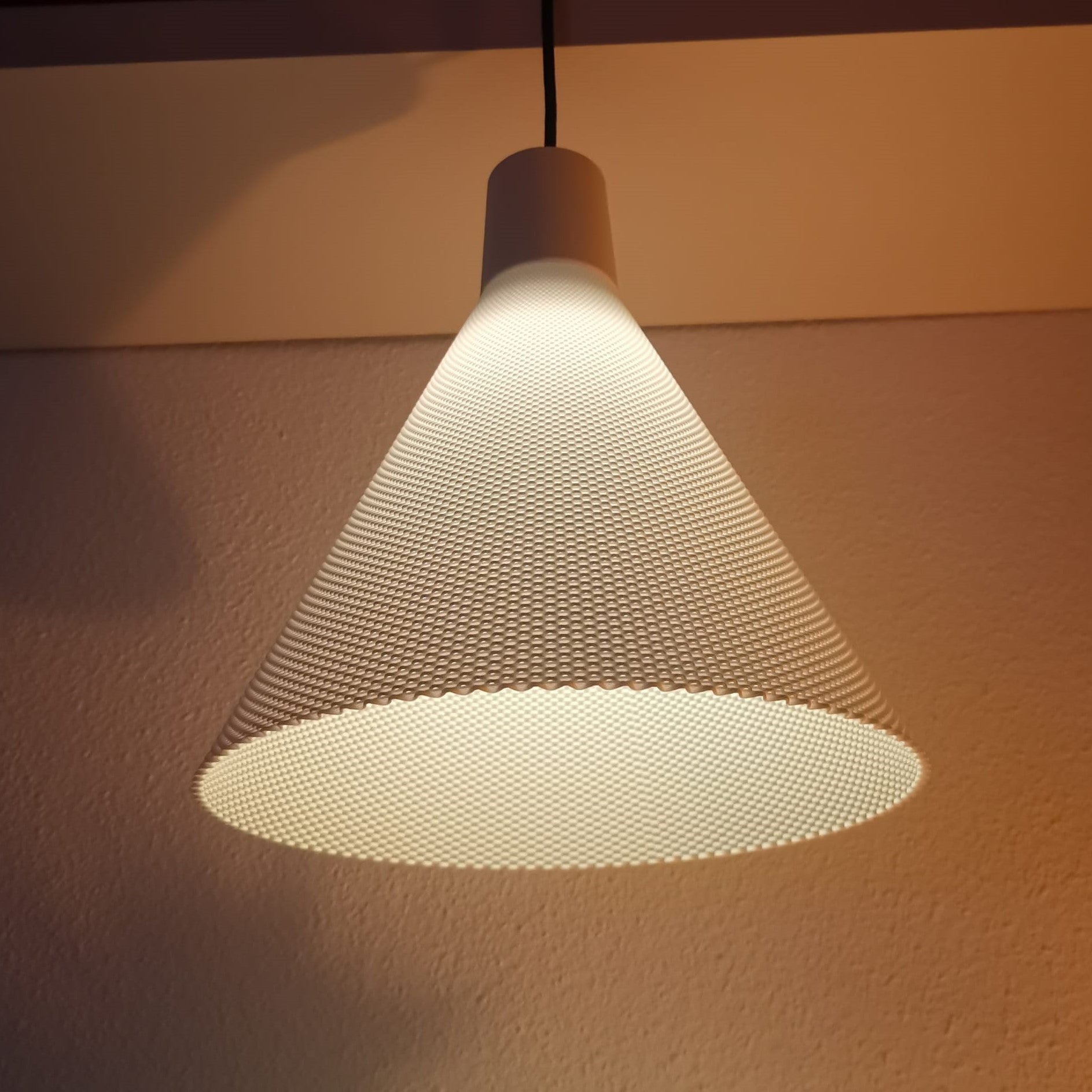 Azure Pontus Conea Light Pendant Lamp hanging with a sleek, modern design and a warm glow, ideal for contemporary lighting decor.