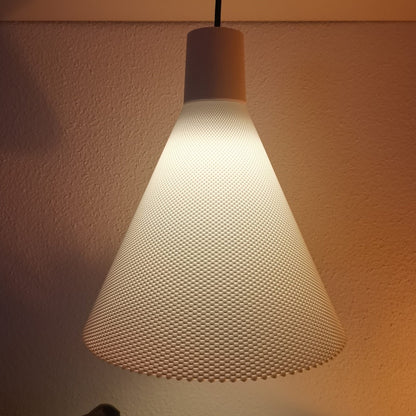 Azure Pontus Conea Light Pendant Lamp hanging with a sleek modern design and warm lighting in a contemporary interior setting.