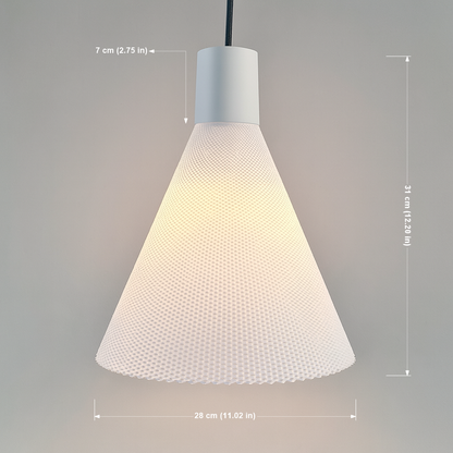 Azure Pontus Conea Light Pendant Lamp hanging with a sleek modern design and a smooth cone-shaped shade.