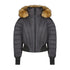 Black bomber jacket with brown fur collar from Mauve Pear&