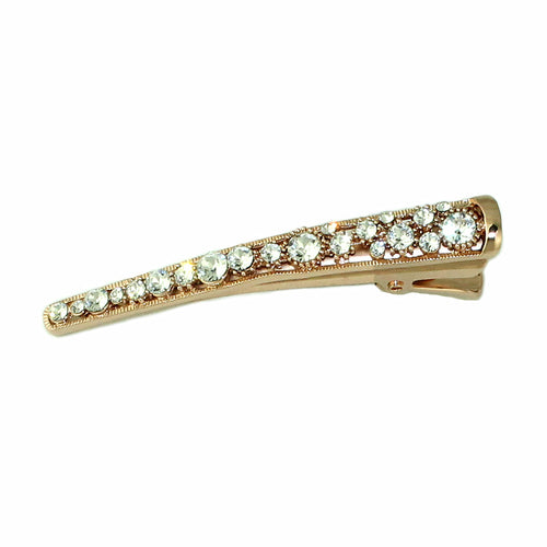 Rose gold crystal hair clip by Cyan Ismene, stylish hair accessory with sparkling crystals and elegant design.