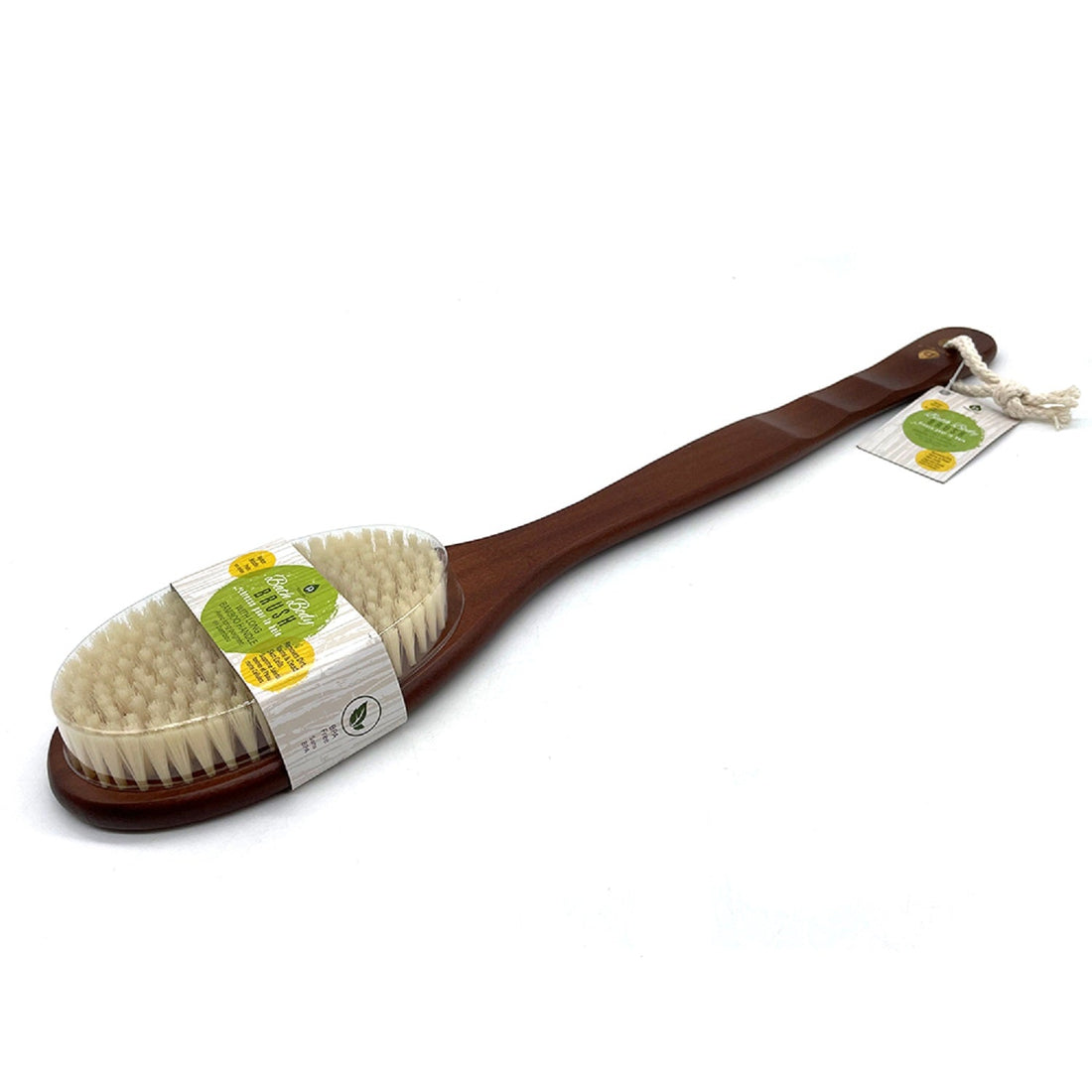 Blush Apollo bath body brush with long bamboo handle for exfoliating and cleansing skin in the healthcare category.
