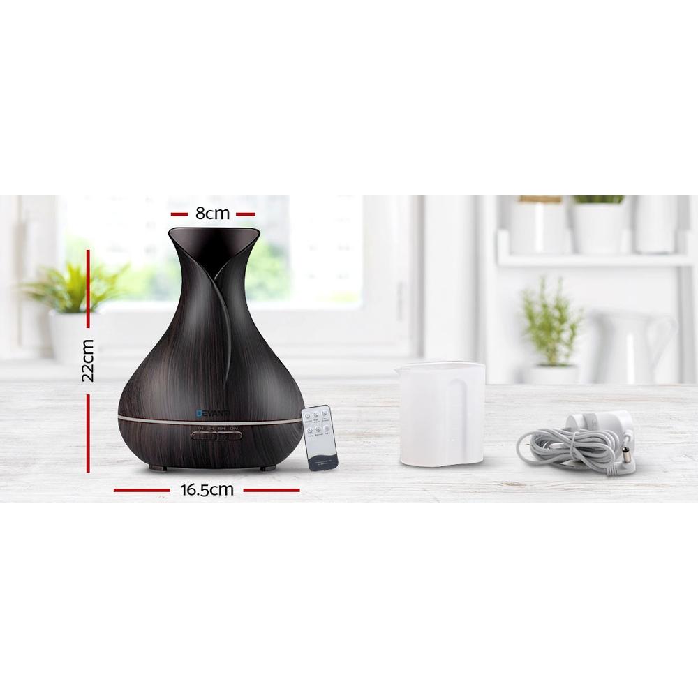 Ozdingo Devanti aroma diffuser with dark wood finish, 400ml capacity, for aromatherapy and home scenting.