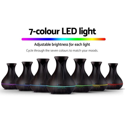 Devanti aroma diffuser in dark wood finish, 400ml capacity, for aromatherapy and home relaxation.