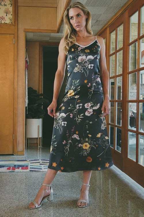 Violet Apollo Andromeda Silk Dress in Spring Equinox style, flowing pastel-colored women&