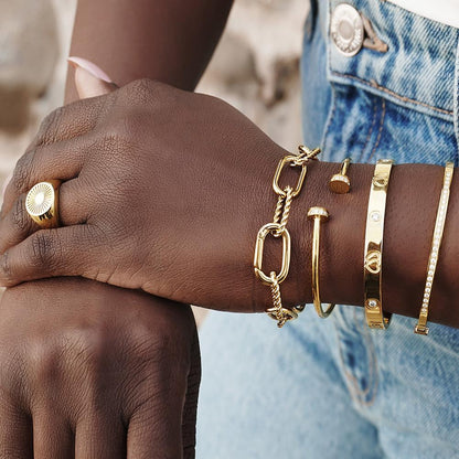 Silver layered bangle ring set by Lavender Phoebe featuring multiple thin bands and minimalist design for stylish jewelry.