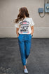 Lavender Danae DT UPTOWN lightweight joggers in Steel Blue Stripe, women’s clothing with relaxed fit and side pockets.