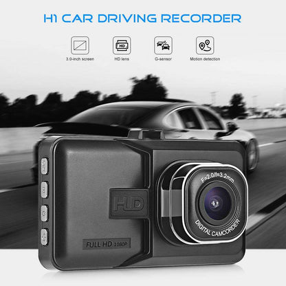 Salmon Lucky Black Box Dash Cam 1080P with G-Sensor and looping recording mounted inside a vehicle.