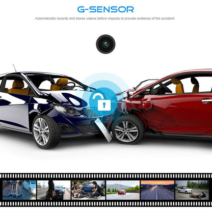 Salmon Lucky Black Box Dash Cam 1080P with G-Sensor and looping recording, mounted inside a vehicle for driving footage.