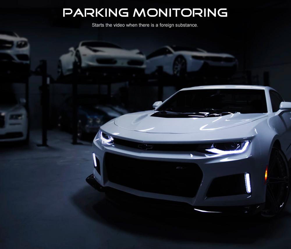 Salmon Lucky Black Box Dash Cam 1080P with G-Sensor and looping recording mounted inside a vehicle.