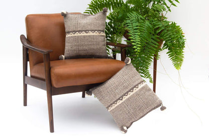 Beige wool pillow cover with mountain pattern, designed for women&