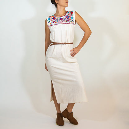 White Maxi Isidra Mexican embroidered dress by Violet Athena, women&