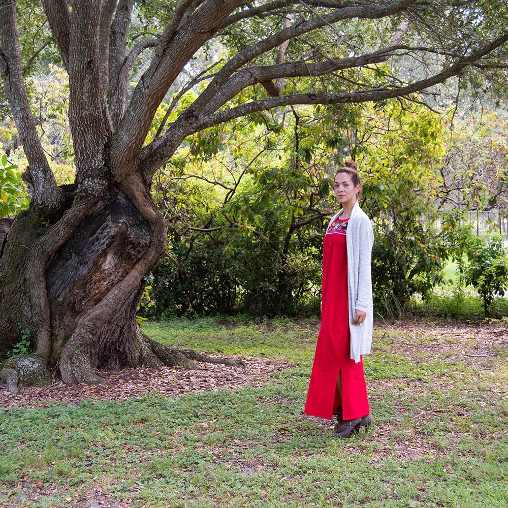 Violet Athena Maxi Isidra folk dress with embroidered flower patterns, flowing fabric, and long sleeves for women.