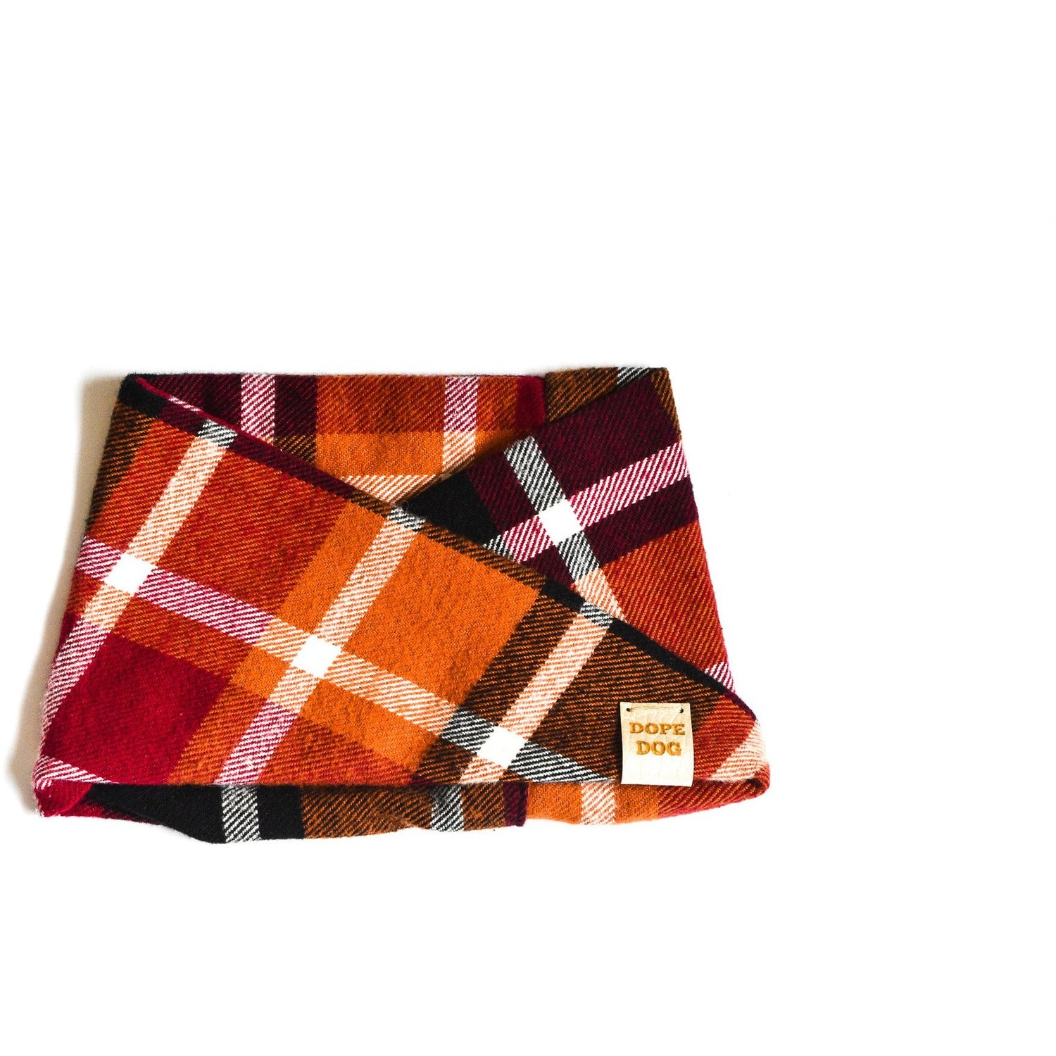 Scarlet Gaia Spice Latte dog scarf featuring a cozy, stylish pet accessory with warm, spicy-colored patterns for dogs.