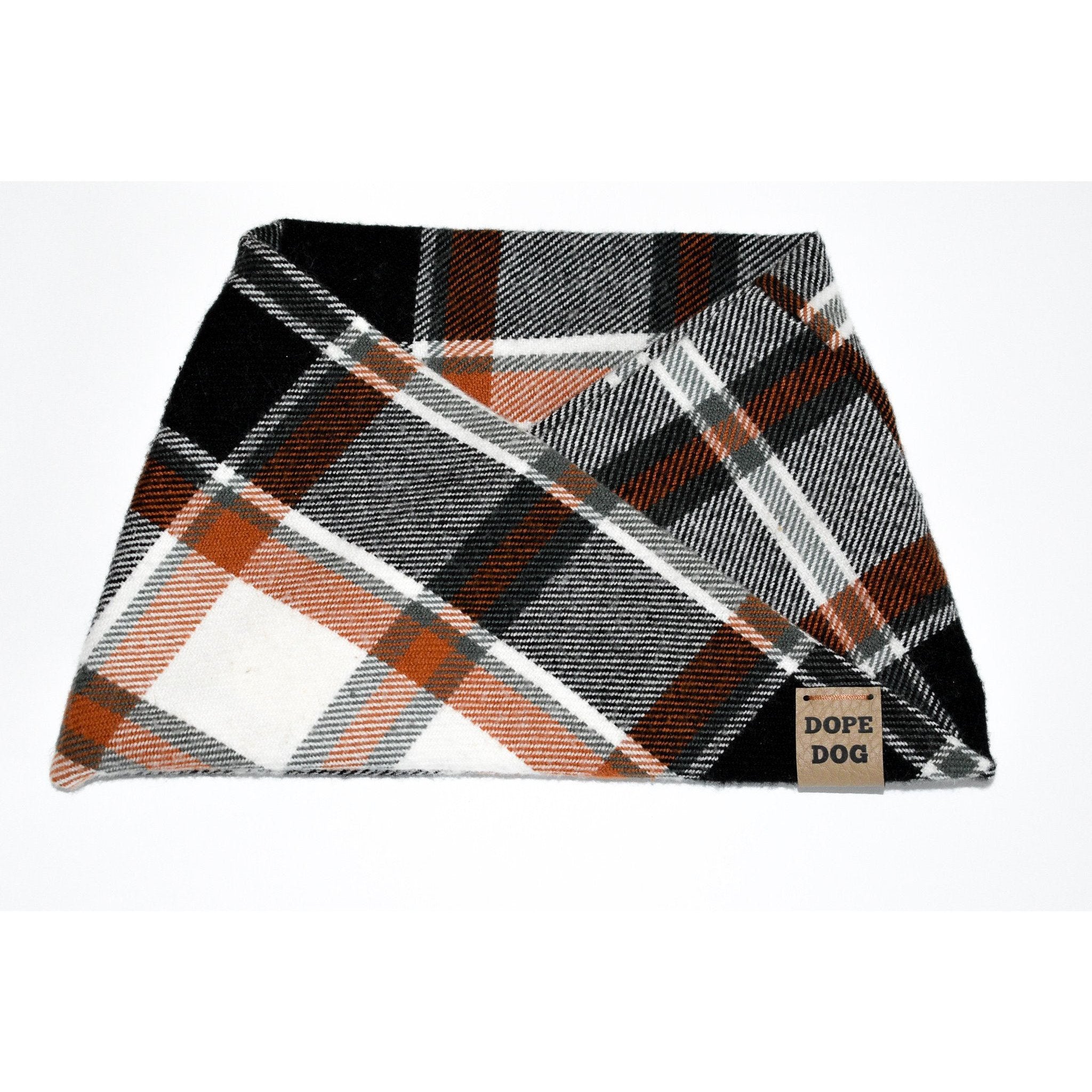 Scarlet Gaia Pecan Pie dog scarf with a colorful, festive pattern, perfect for pets and stylish accessories.