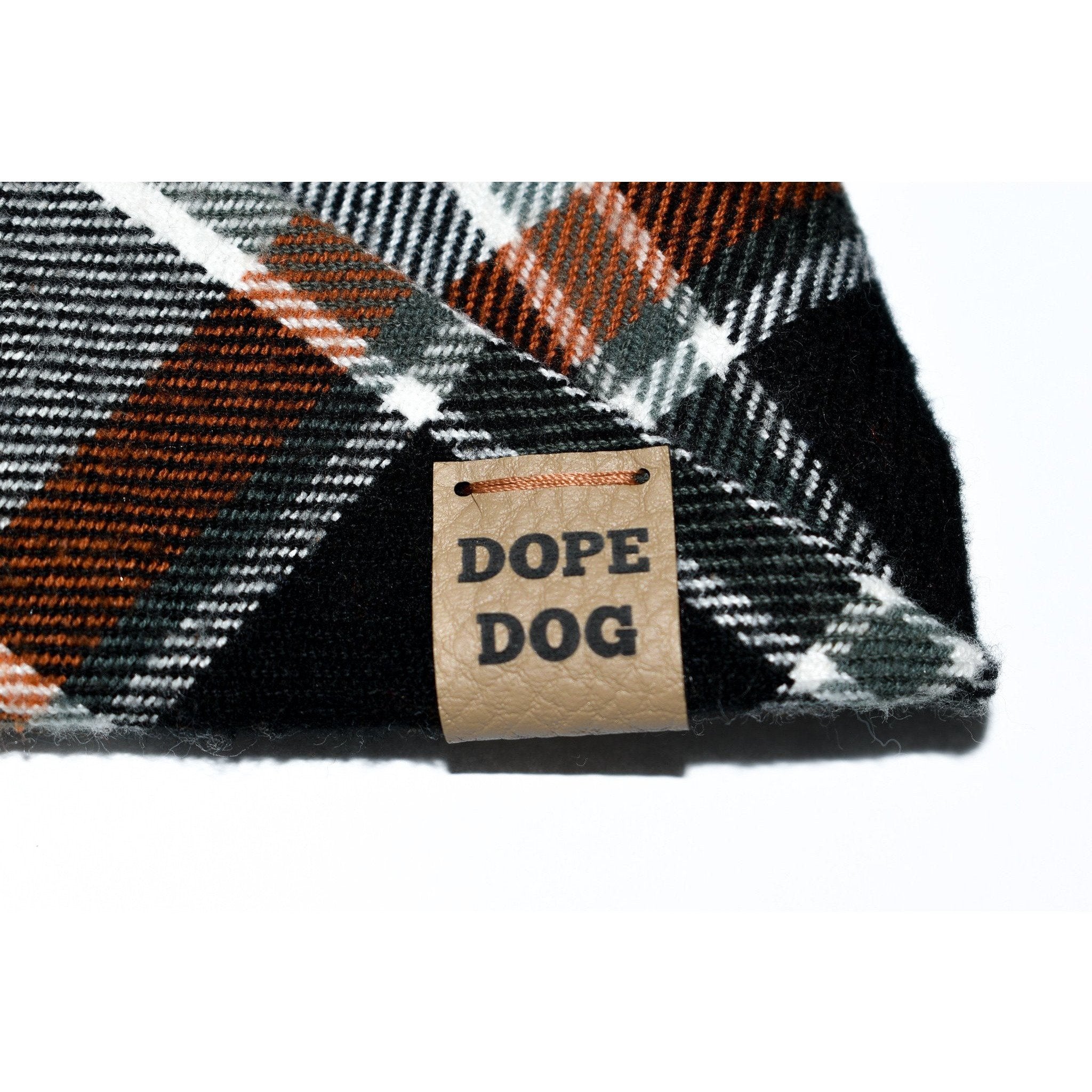 Scarlet Gaia dog scarf featuring a pecan pie design, stylish pet accessory for dogs, with a colorful and fun pattern.