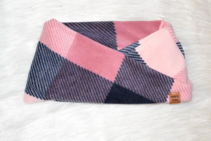 Scarlet Gaia Smitten dog scarf with floral pattern, soft fabric for pets, shown on a small dog.